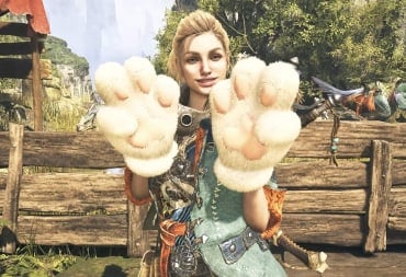 Gemma with giant cat paw gloves in Monster Hunter Wilds